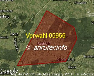 Vorwahlkarte 05956 – Rastdorf