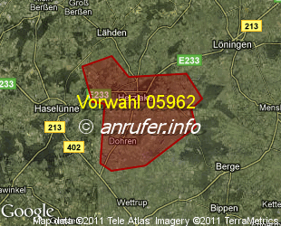 Vorwahlkarte 05962 – Herzlake