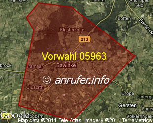 Vorwahlkarte 05963 – Bawinkel