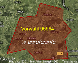 Vorwahlkarte 05964 – Lähden