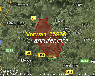 Vorwahlkarte 05966 – Meppen-Apeldorn