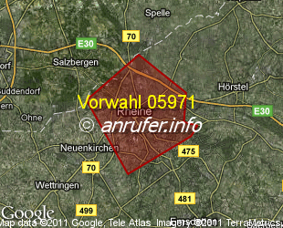 Vorwahlkarte 05971 – Rheine