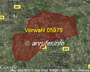 Vorwahlkarte 05975 – Rheine-Mesum