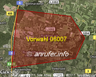 Vorwahlkarte 06007 – Rosbach-Rodheim
