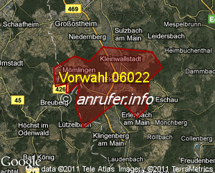Vorwahlkarte 06022 – Obernburg a Main