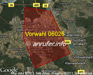 Vorwahlkarte 06026 – Grossostheim