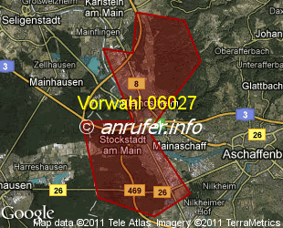 Vorwahlkarte 06027 – Stockstadt a Main