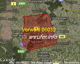 Vorwahlkarte 06032 – Bad Nauheim