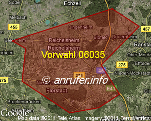 Vorwahlkarte 06035 – Reichelsheim Wetterau