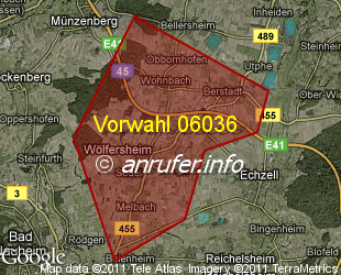 Vorwahlkarte 06036 – Wölfersheim