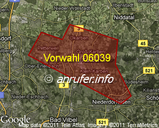 Vorwahlkarte 06039 – Karben