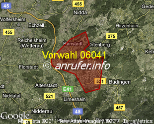 Vorwahlkarte 06041 – Glauburg