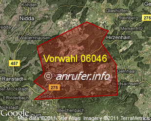 Vorwahlkarte 06046 – Ortenberg Hess