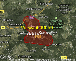 Vorwahlkarte 06050 – Biebergemünd