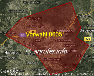 Vorwahlkarte 06051 – Gelnhausen