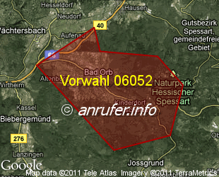 Vorwahlkarte 06052 – Bad Orb