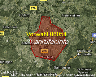 Vorwahlkarte 06054 – Birstein