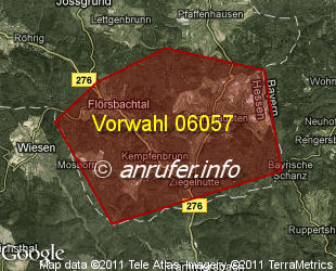 Vorwahlkarte 06057 – Flörsbachtal