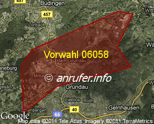 Vorwahlkarte 06058 – Gründau