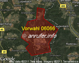 Vorwahlkarte 06066 – Michelstadt-Vielbrunn