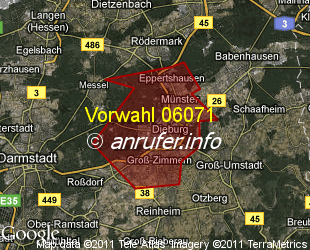 Vorwahlkarte 06071 – Dieburg