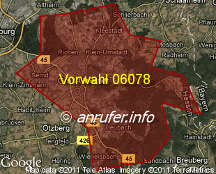 Vorwahlkarte 06078 – Gross-Umstadt