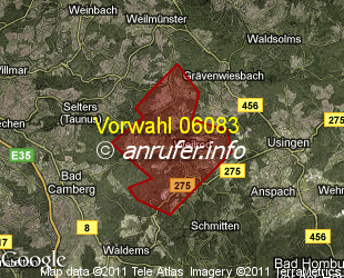 Vorwahlkarte 06083 – Weilrod