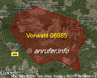 Vorwahlkarte 06085 – Waldsolms