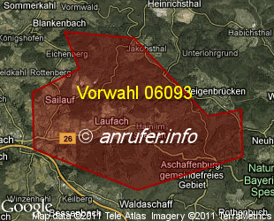 Vorwahlkarte 06093 – Laufach