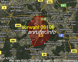 Vorwahlkarte 06106 – Rodgau