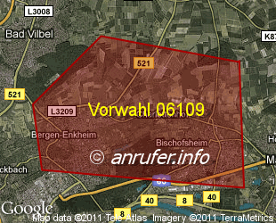 Vorwahlkarte 06109 – Frankfurt-Bergen-Enkheim