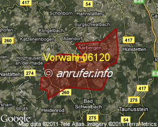 Vorwahlkarte 06120 – Aarbergen