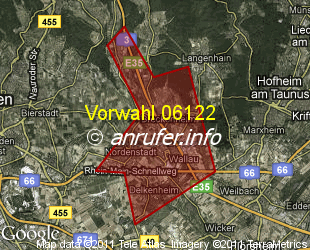 Vorwahlkarte 06122 – Hofheim-Wallau