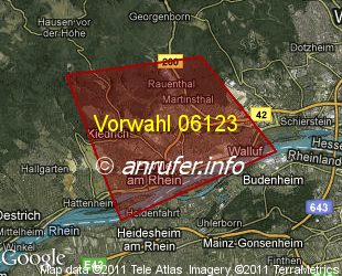 Vorwahlkarte 06123 – Eltville am Rhein