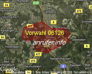 Vorwahlkarte 06126 – Idstein