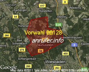 Vorwahlkarte 06128 – Taunusstein