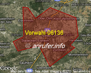 Vorwahlkarte 06136 – Nieder-Olm