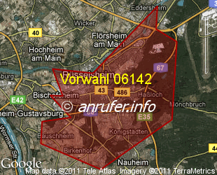 Vorwahlkarte 06142 – Rüsselsheim