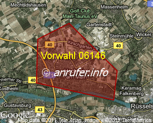 Vorwahlkarte 06146 – Hochheim am Main