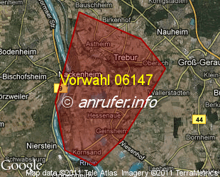 Vorwahlkarte 06147 – Trebur