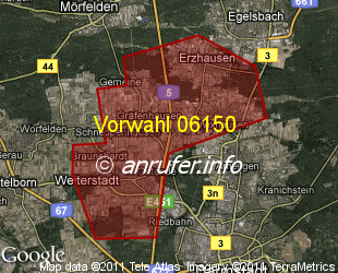 Vorwahlkarte 06150 – Weiterstadt