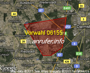 Vorwahlkarte 06155 – Griesheim Hess