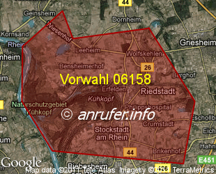 Vorwahlkarte 06158 – Riedstadt