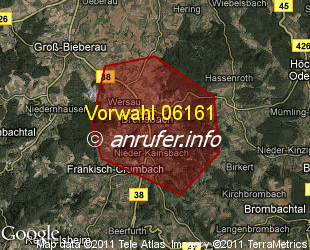 Vorwahlkarte 06161 – Brensbach