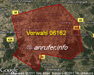 Vorwahlkarte 06162 – Reinheim Odenw