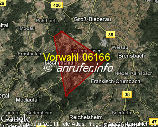 Vorwahlkarte 06166 – Fischbachtal