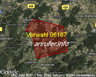 Vorwahlkarte 06167 – Modautal