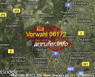 Vorwahlkarte 06172 – Bad Homburg v d Höhe