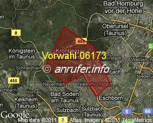 Vorwahlkarte 06173 – Kronberg im Taunus
