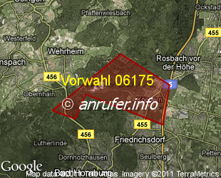 Vorwahlkarte 06175 – Friedrichsdorf Taunus